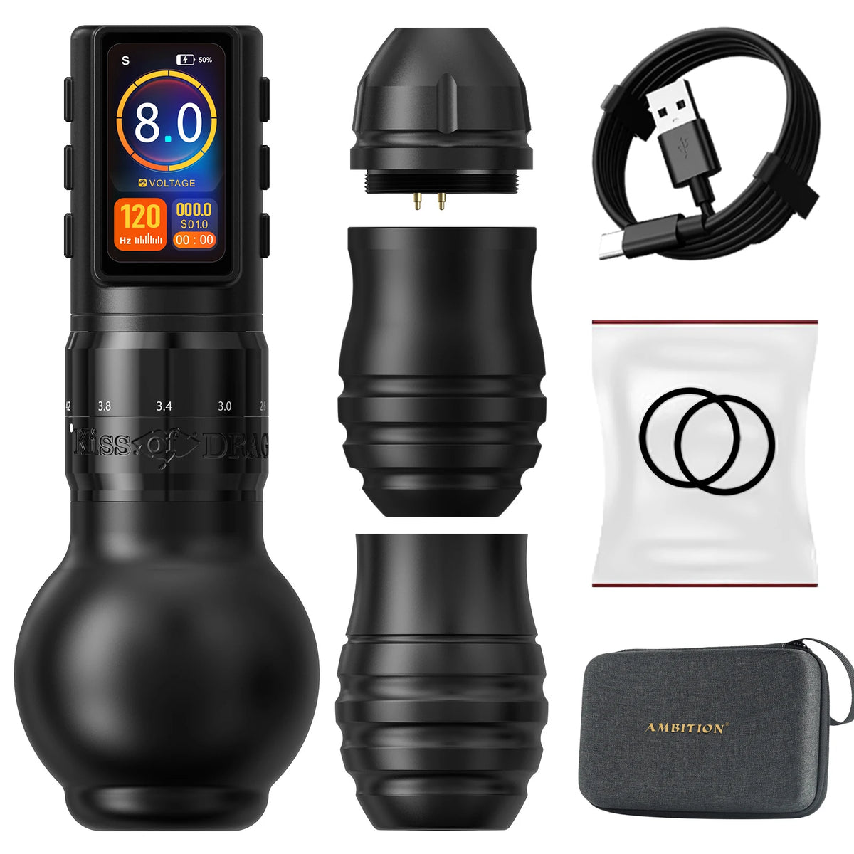 Traveler-T2 2025 Adjustable Stroke Wireless Tattoo Machine 2.2-4.2Mm Grip 54Mm+42Mm with 2000Mah Battery Capacity Pen