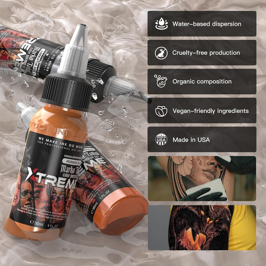 Tattoo Ink Kit Tattoo Color Set 12 Colors 1 OZ Vegan-Friendly Pigment Tattoo Ink Tattoo Supplies