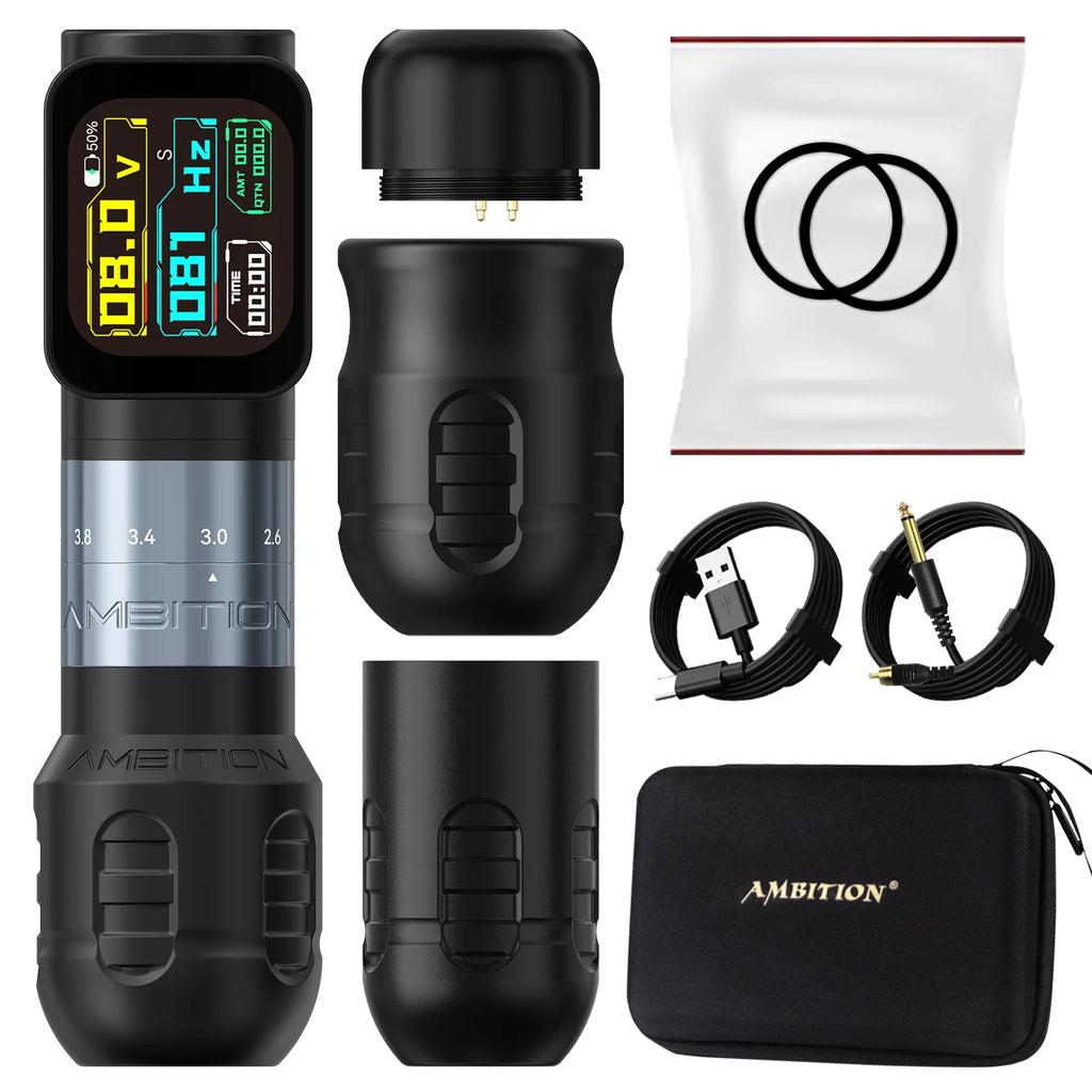 Seher Pro 2.2-4.2Mm Adjustable Stroke Tattoo Pen Wireless Tattoo Machine 2400Mah Battery Coreless Motor 42Mm+34Mm Grip