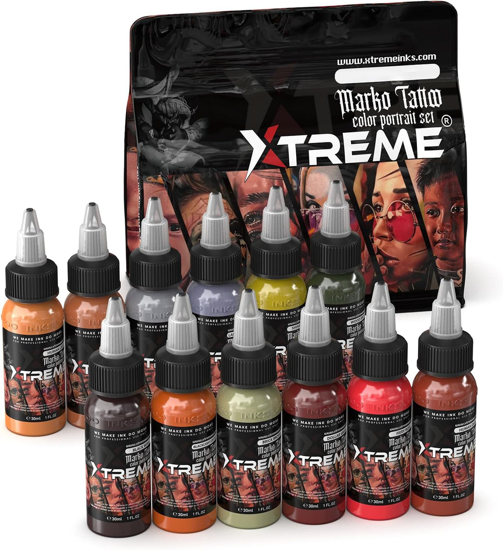 Tattoo Ink Kit Tattoo Color Set 12 Colors 1 OZ Vegan-Friendly Pigment Tattoo Ink Tattoo Supplies