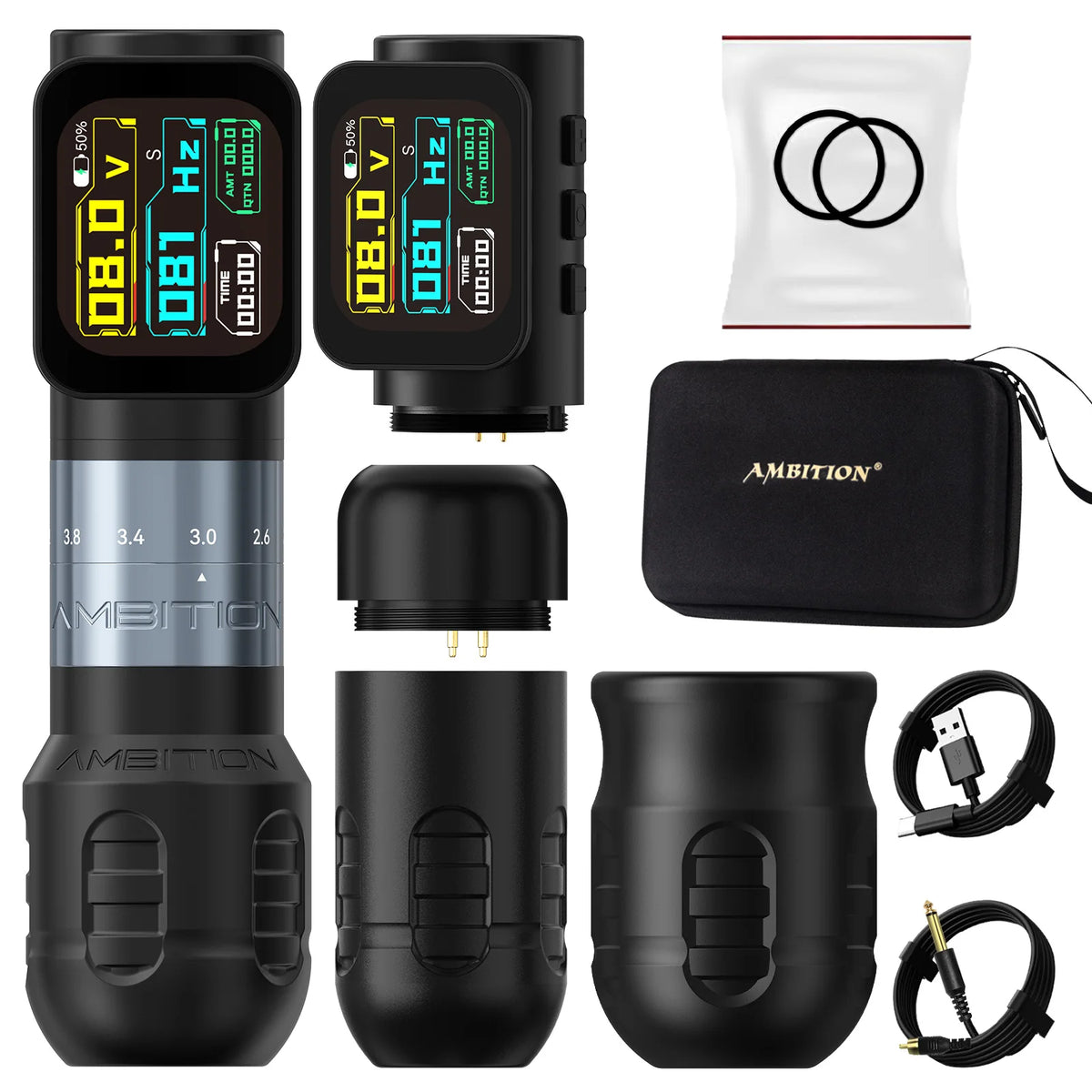 Seher Pro 2.2-4.2Mm Adjustable Stroke Tattoo Pen Wireless Tattoo Machine 2400Mah Battery Coreless Motor 42Mm+34Mm Grip