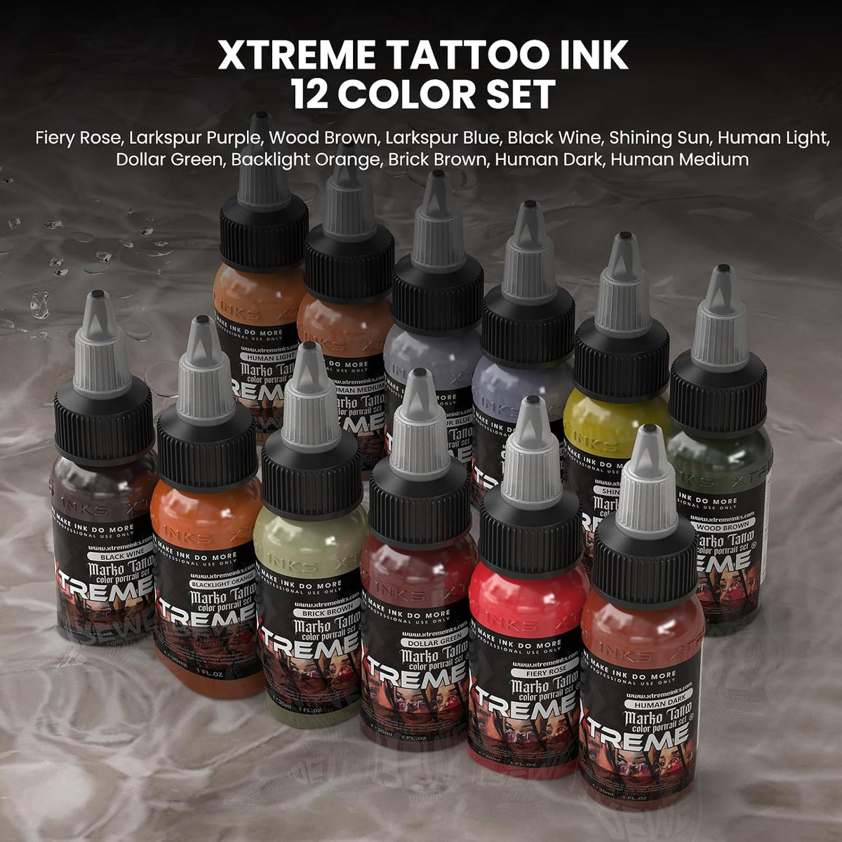 Tattoo Ink Kit Tattoo Color Set 12 Colors 1 OZ Vegan-Friendly Pigment Tattoo Ink Tattoo Supplies