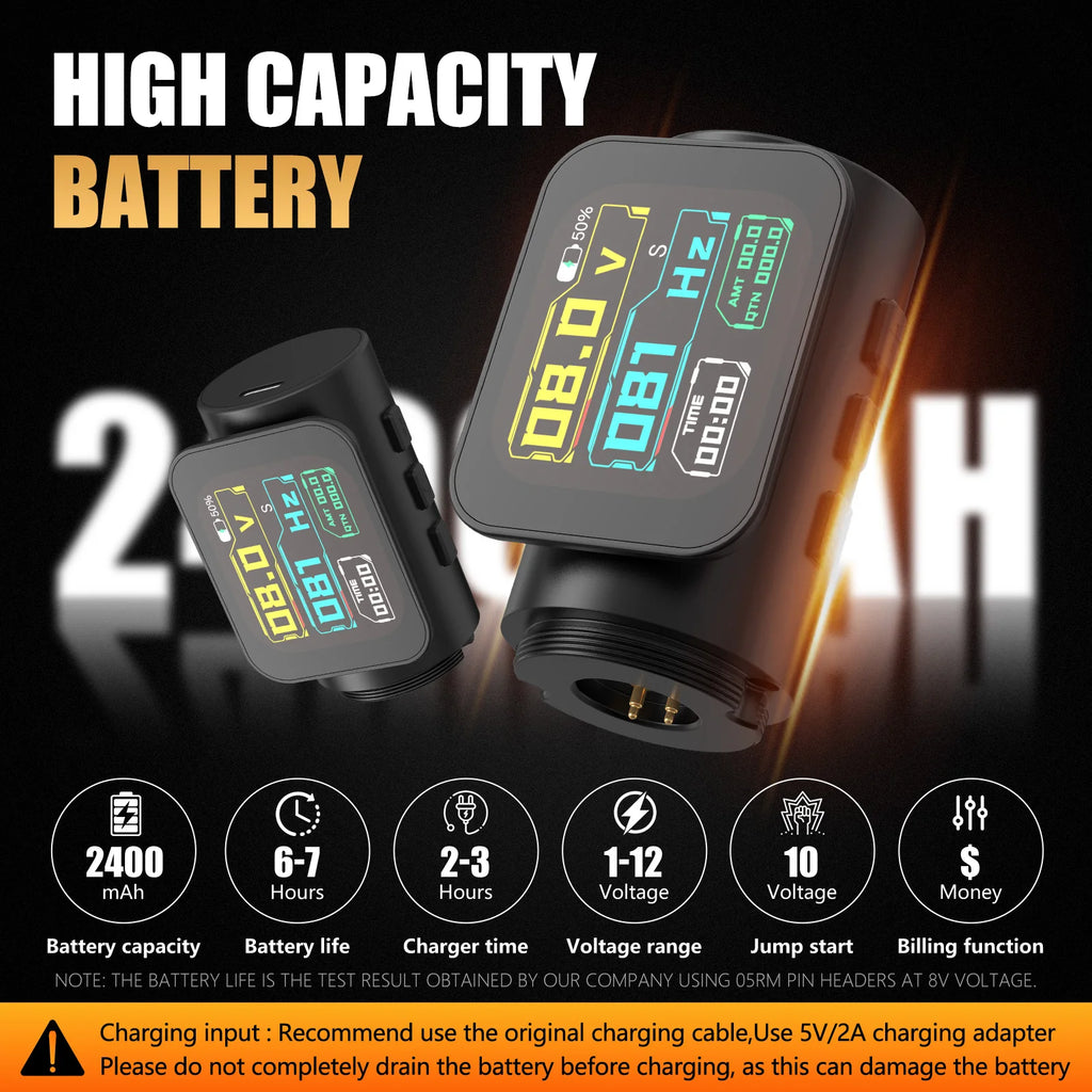 Seher Pro 2.2-4.2Mm Adjustable Stroke Tattoo Pen Wireless Tattoo Machine 2400Mah Battery Coreless Motor 42Mm+34Mm Grip