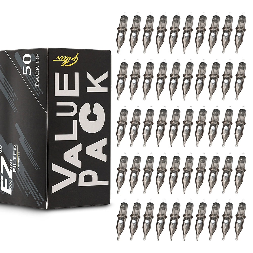 50Pcs  FILTER Cartridge Tattoo Needles Mixed RL RS RM M1 Permanent Cartridge Needles for Rotary Cartridge Tattoo Machine Pen