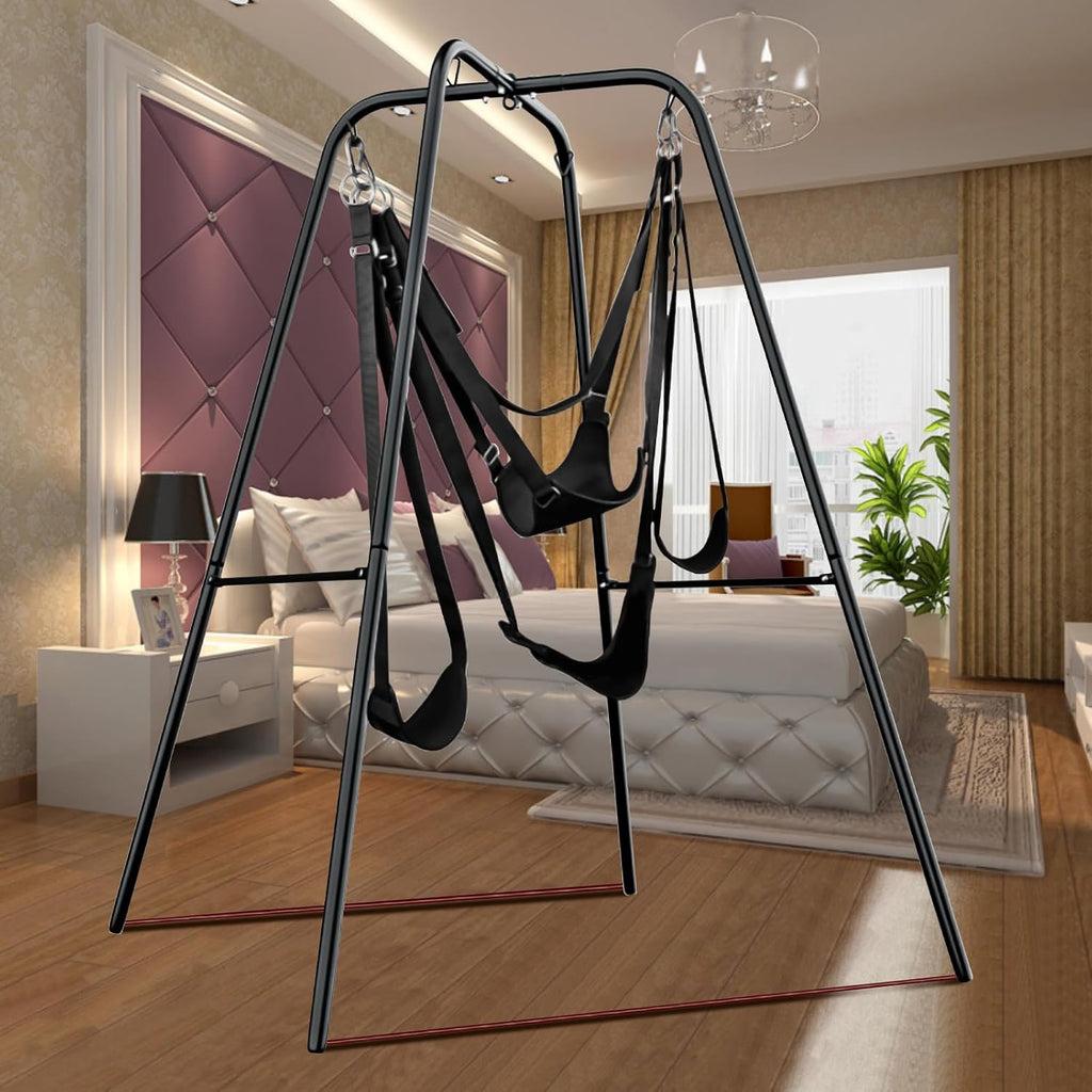Sex Swing Stand with Sex Sling，Adjustable Angle Sex Swing ，Easy to Assemble，Sex Furniture for Bedroom（Black
