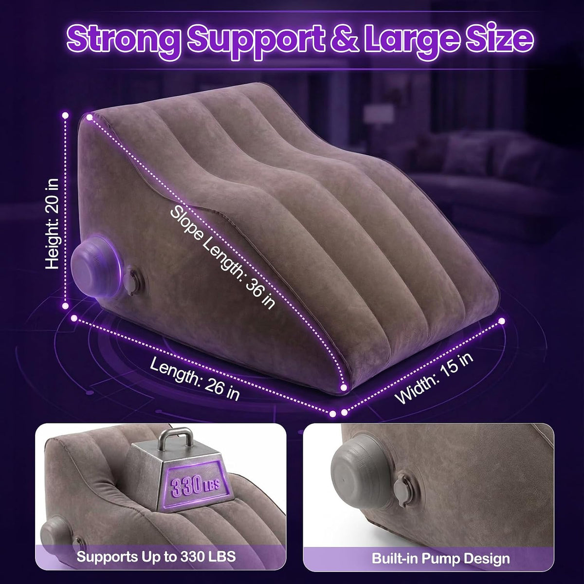Sex Pillow Couples Sex Toys, Inflatable Position Pillow Adult Toys for Men Women, Velvety Flocked Cushion for Deeper Position & Angle Support, Portable Sex Furniture Cushion for Men Women Couples
