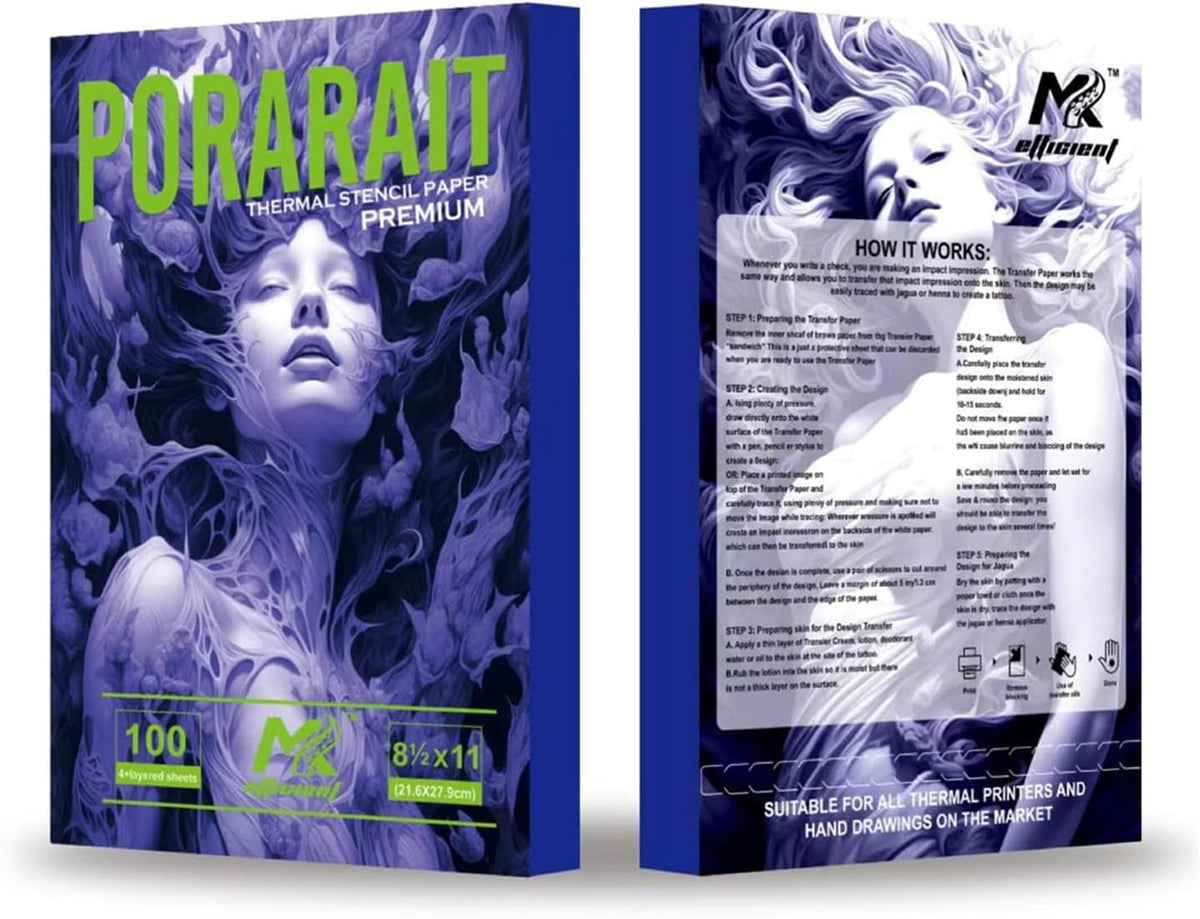 Tattoo Stencil Paper 100 Sheets, A4 4-Layer Thermal Transfer Sheets for Tattooing, Premium Carbon Tracing Supplies