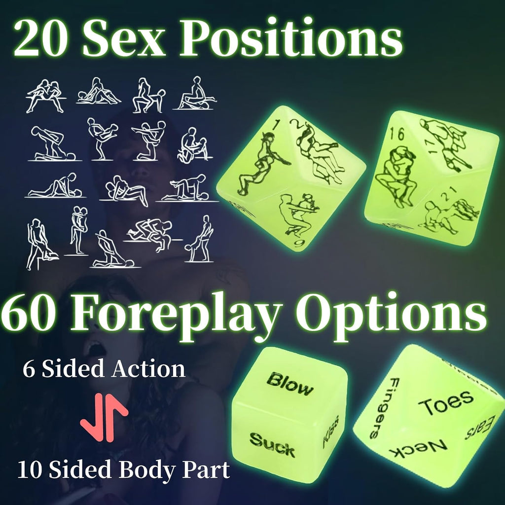 Positions Sex Game Sex Dice, Couples Sex Toys Glow in the Dark Positon Dice for Date Night Sex Games Romantic Anniversary & Valentines Gifts Adult Couple Games 8 Dices for Adults Sex Games for Couples
