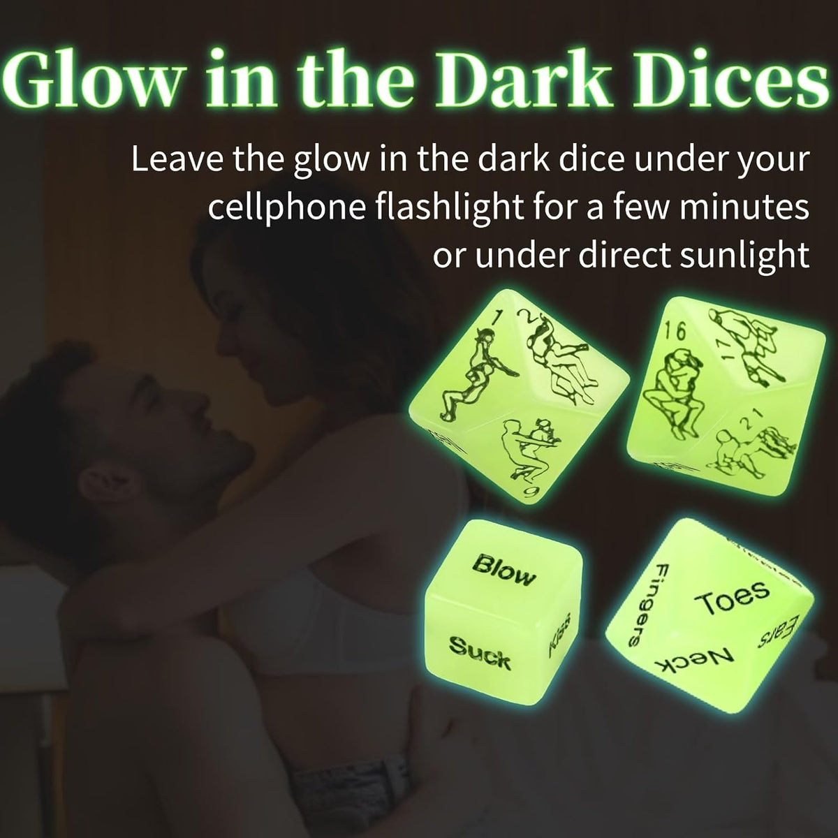 Positions Sex Game Sex Dice, Couples Sex Toys Glow in the Dark Positon Dice for Date Night Sex Games Romantic Anniversary & Valentines Gifts Adult Couple Games 8 Dices for Adults Sex Games for Couples