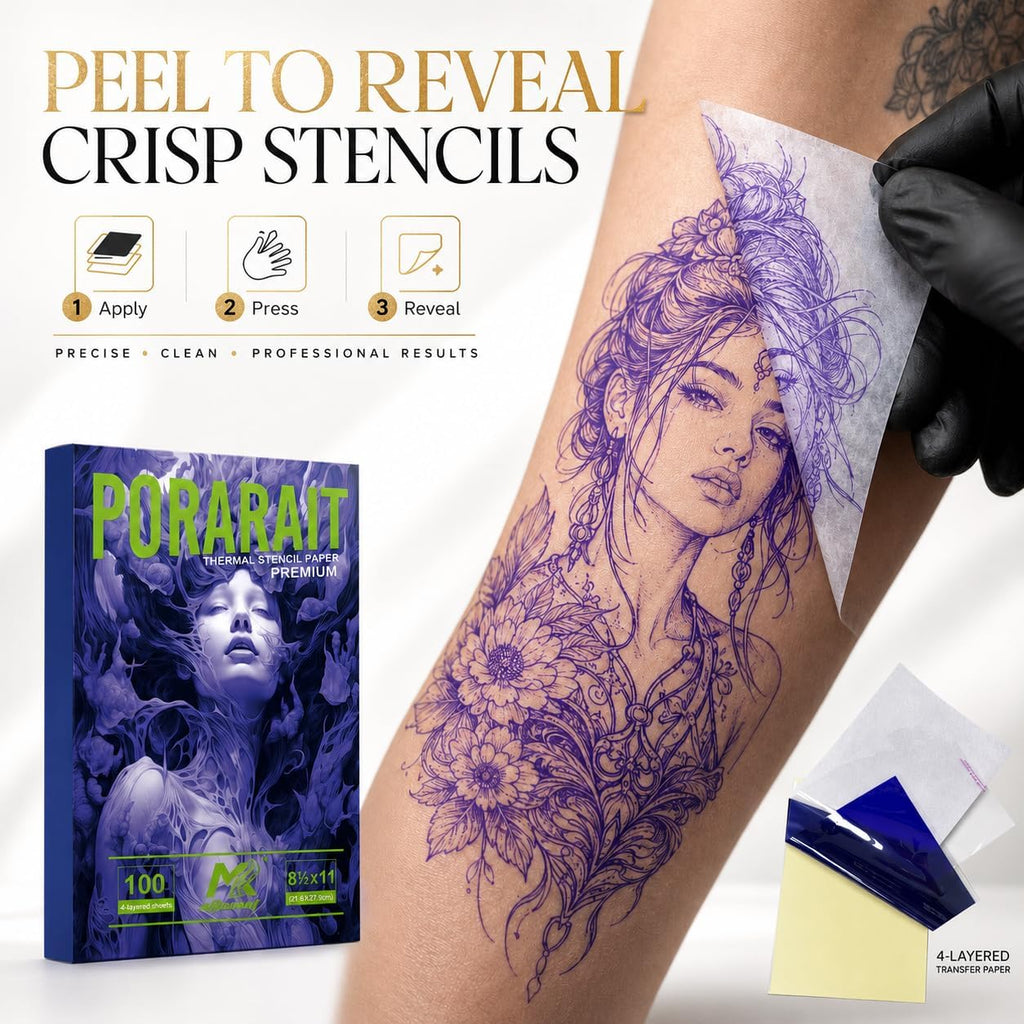 Tattoo Stencil Paper 100 Sheets, A4 4-Layer Thermal Transfer Sheets for Tattooing, Premium Carbon Tracing Supplies