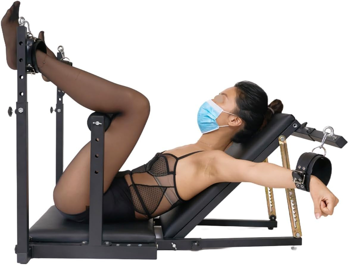 Obedience Bench with Adjustable Bondage Chair, Artificial Leather Cuffs and Carbon Steel Pad (Sex Chair)