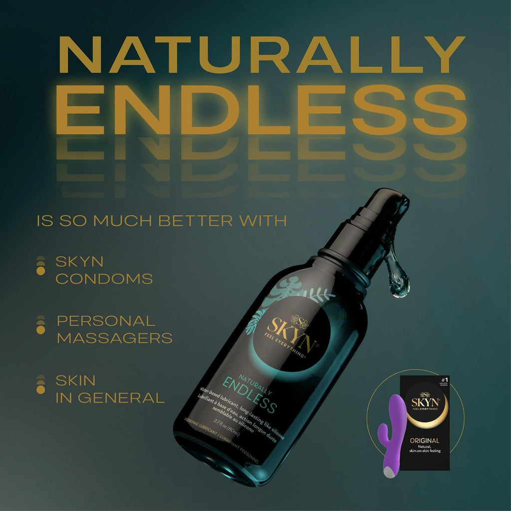 Naturally Endless Water-Based Long Lasting Lube for Men, Women and Couples, Safe with Latex and Non-Latex Condoms and Toys, 8.5 Oz
