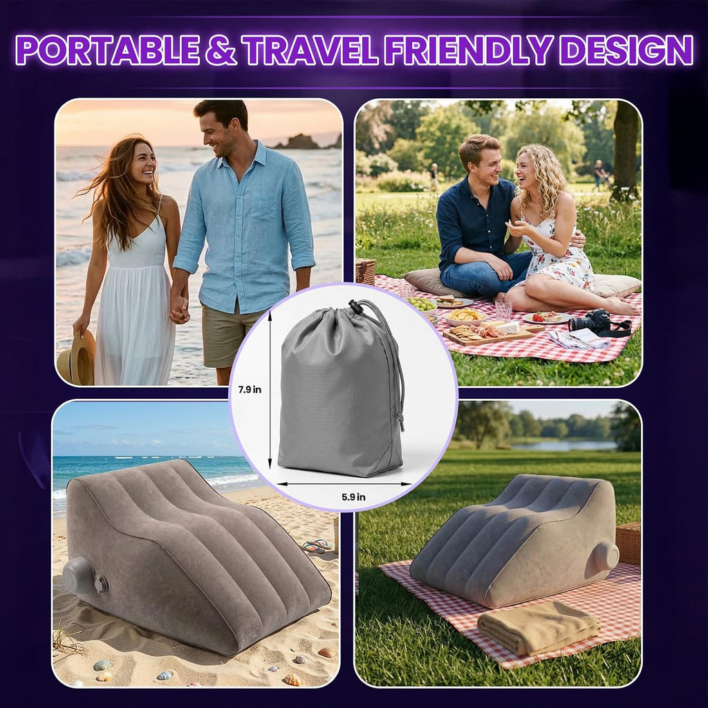 Sex Pillow Couples Sex Toys, Inflatable Position Pillow Adult Toys for Men Women, Velvety Flocked Cushion for Deeper Position & Angle Support, Portable Sex Furniture Cushion for Men Women Couples