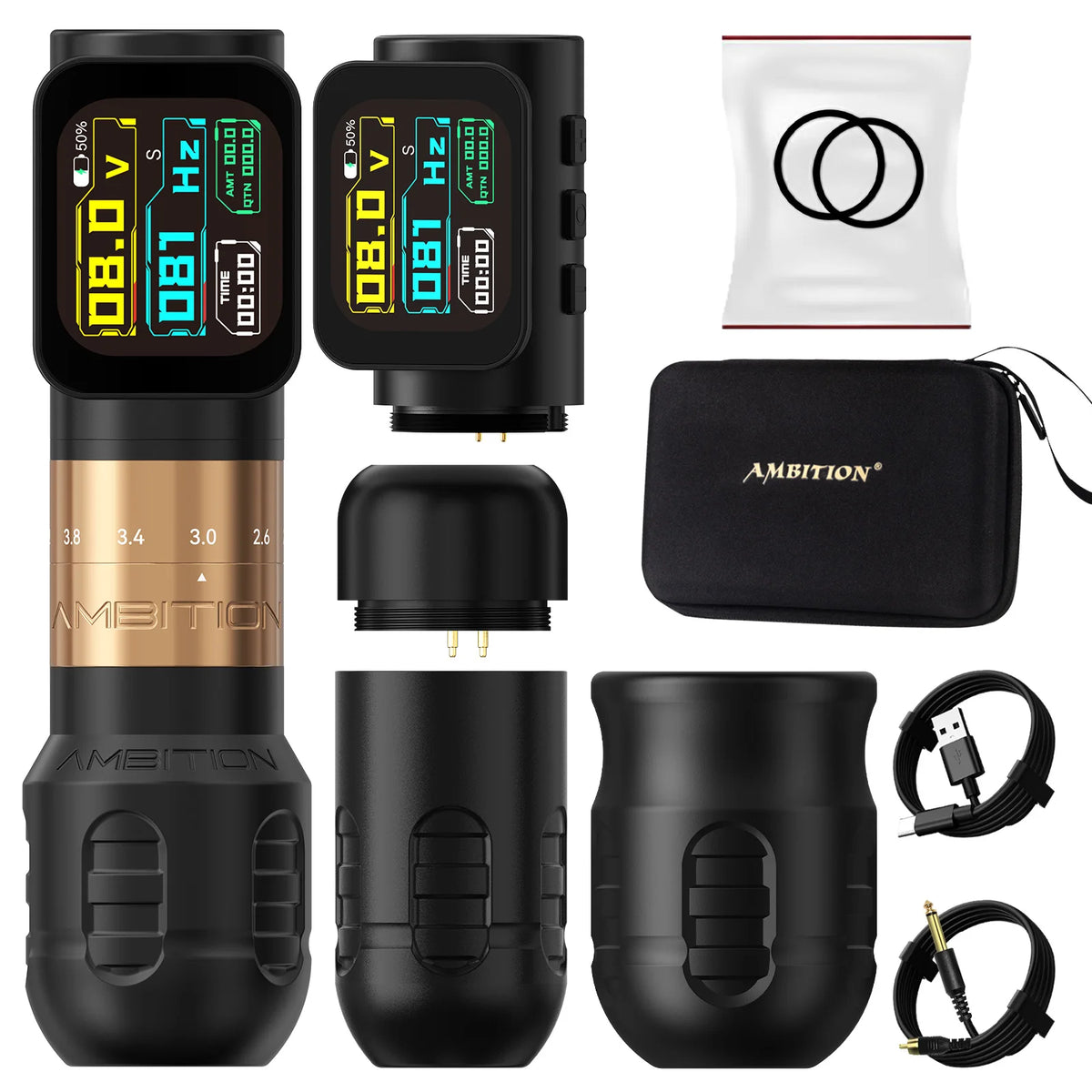 Seher Pro 2.2-4.2Mm Adjustable Stroke Tattoo Pen Wireless Tattoo Machine 2400Mah Battery Coreless Motor 42Mm+34Mm Grip