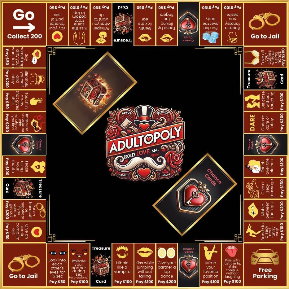 Adultopoly Spicy Edition: Sexopoly Adult Board Game Intimate Couples Sex Game for 2 Players - Dirty Date Night, Relationship Building - Romantic for Husband or Wife or Couples