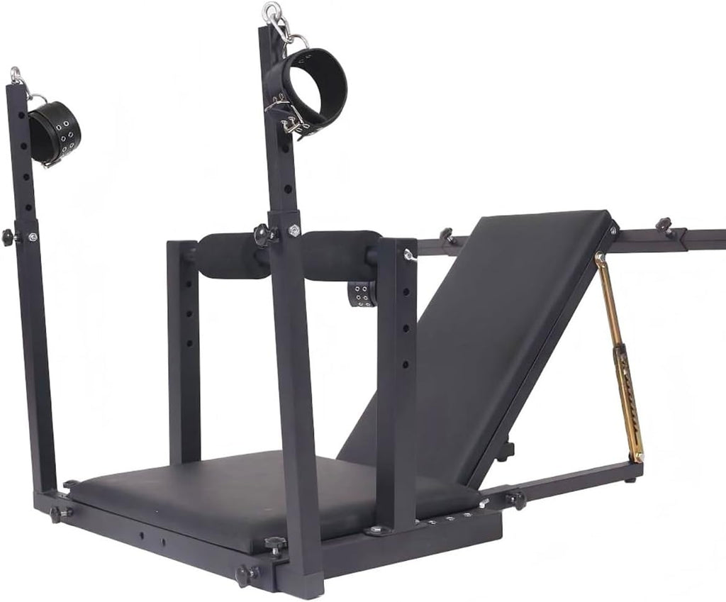 Obedience Bench with Adjustable Bondage Chair, Artificial Leather Cuffs and Carbon Steel Pad (Sex Chair)