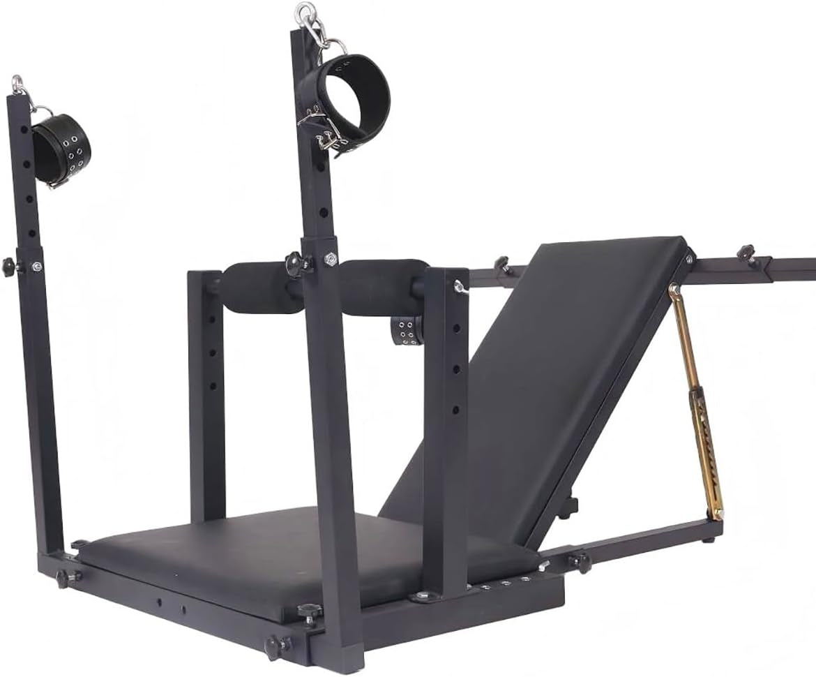 Obedience Bench with Adjustable Bondage Chair, Artificial Leather Cuffs and Carbon Steel Pad (Sex Chair)