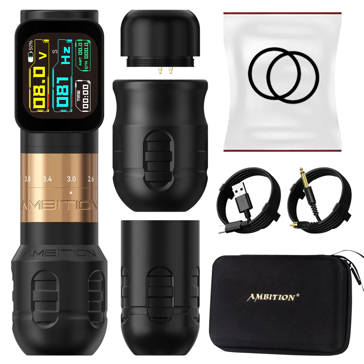 Seher Pro 2.2-4.2Mm Adjustable Stroke Tattoo Pen Wireless Tattoo Machine 2400Mah Battery Coreless Motor 42Mm+34Mm Grip