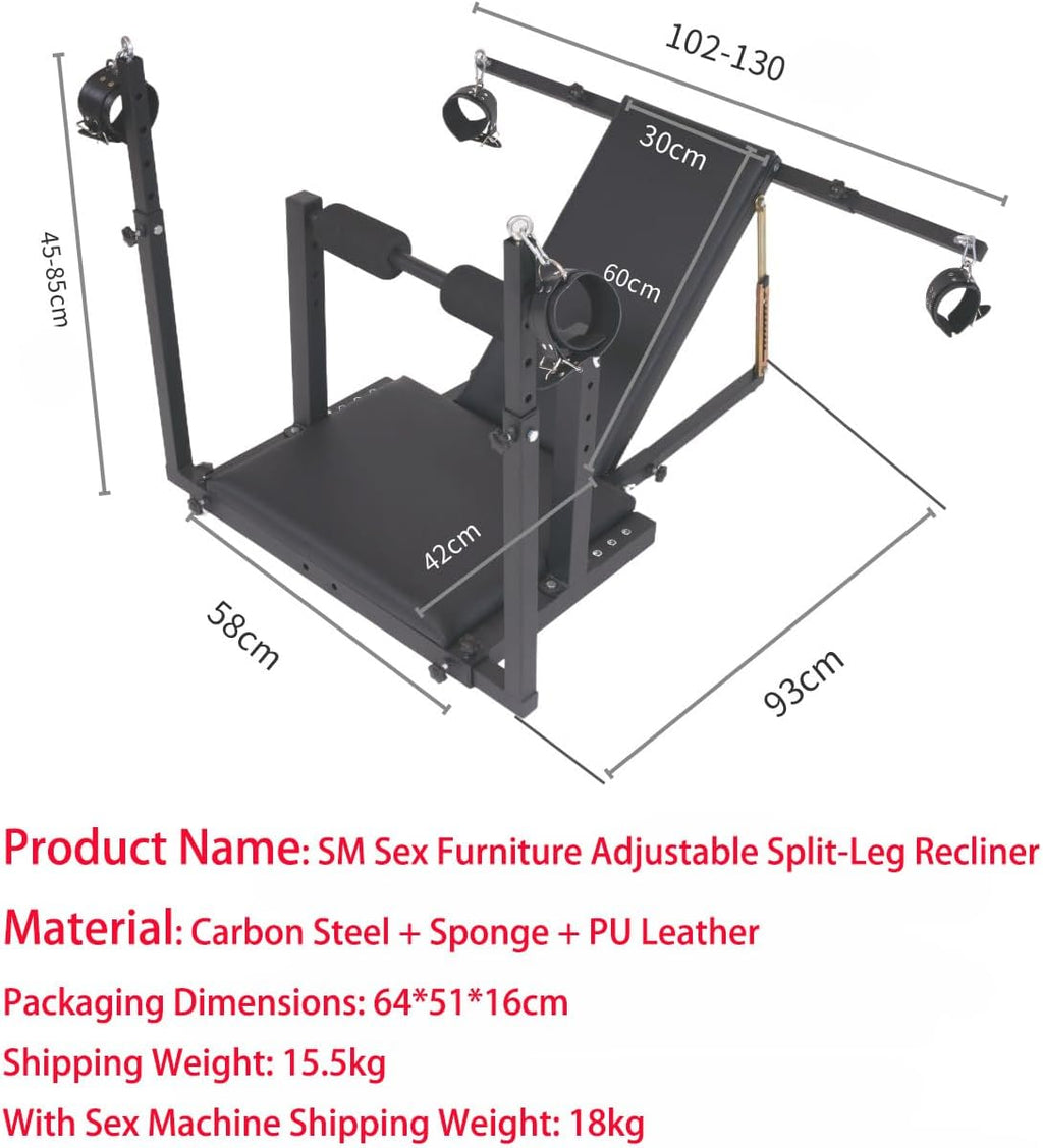 Obedience Bench with Adjustable Bondage Chair, Artificial Leather Cuffs and Carbon Steel Pad (Sex Chair)