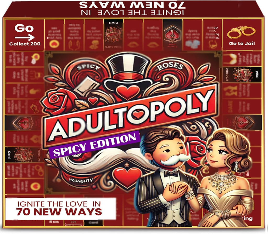 Adultopoly Spicy Edition: Sexopoly Adult Board Game Intimate Couples Sex Game for 2 Players - Dirty Date Night, Relationship Building - Romantic for Husband or Wife or Couples