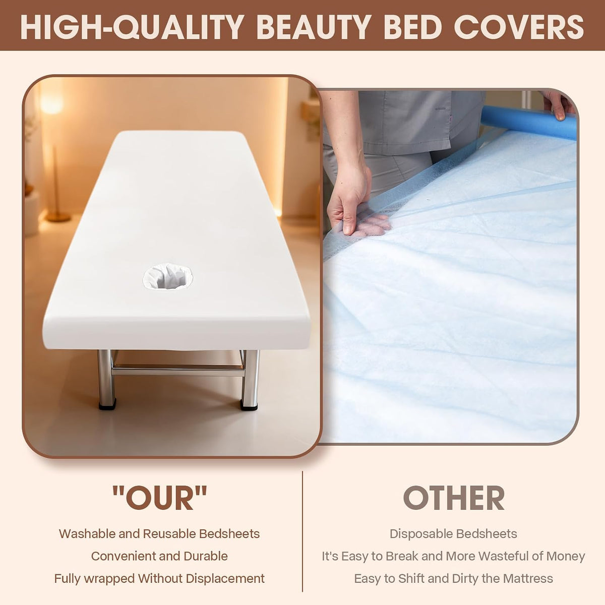 Professional Waterproof Massage Sheets Bed Table Cover, White,75X31.5"