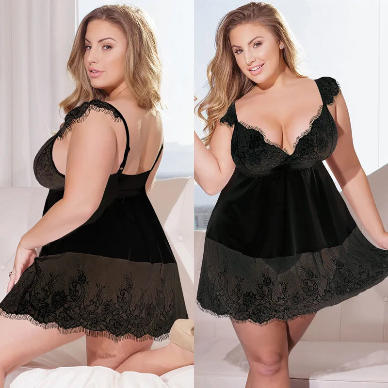 5XL plus Size Women Lace Bodysuit Sexy Lingerie Sleepwear Mesh Lace Floral See-Through Teddies Catsuit Erotic Sex Costume