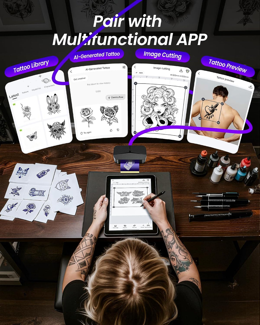 Mini Tattoo Stencil Printer for DIY Temporary Tattoo