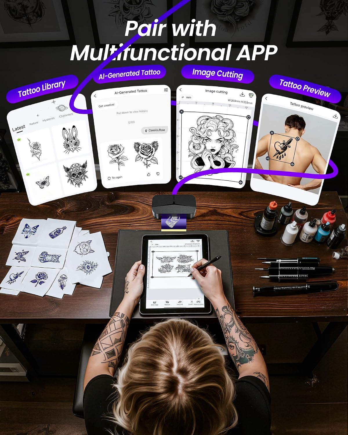 Mini Tattoo Stencil Printer for DIY Temporary Tattoo