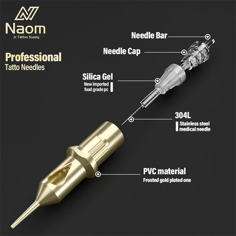 NAOM 10Pcs/Box Permanent Makeup Needles Cartridge Disposable Safety Tattoo Needles Microblading for Cartridge Tattoo Machine Pen