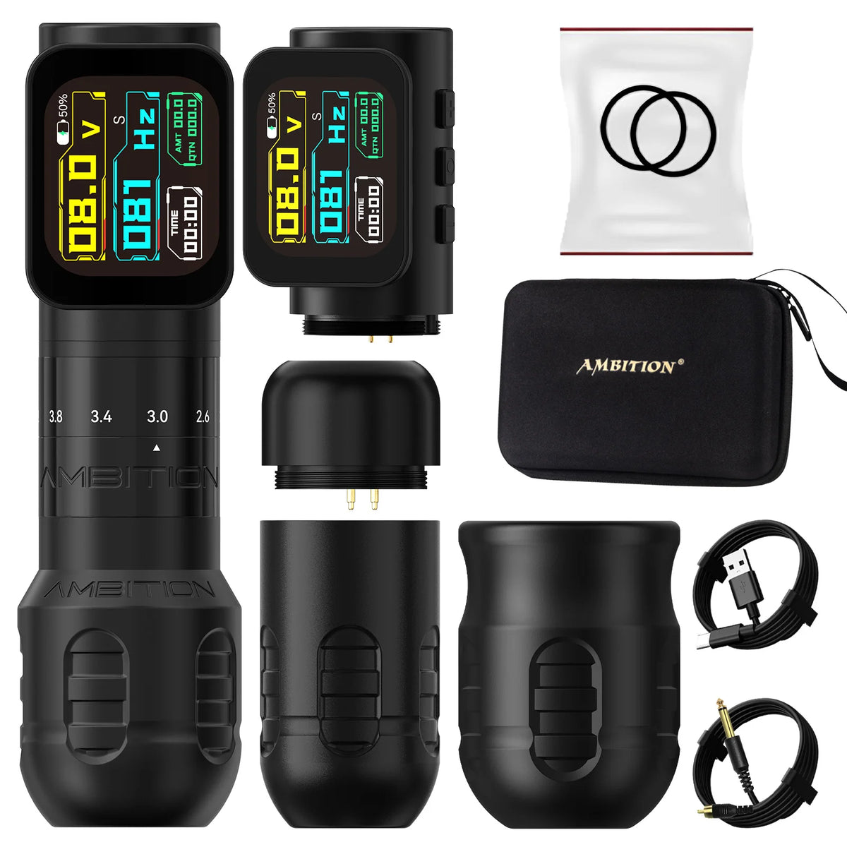 Seher Pro 2.2-4.2Mm Adjustable Stroke Tattoo Pen Wireless Tattoo Machine 2400Mah Battery Coreless Motor 42Mm+34Mm Grip