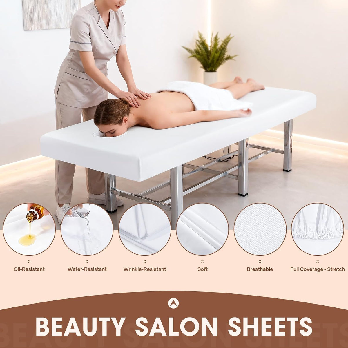 Professional Waterproof Massage Sheets Bed Table Cover, White,75X31.5"