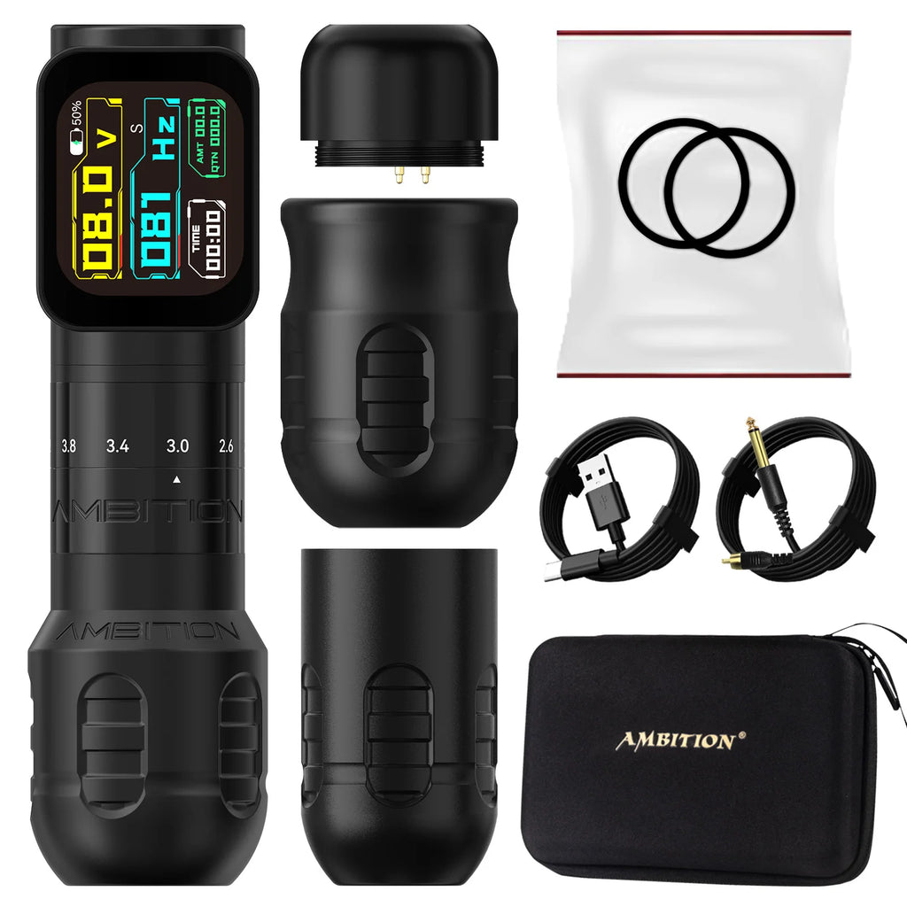 Seher Pro 2.2-4.2Mm Adjustable Stroke Tattoo Pen Wireless Tattoo Machine 2400Mah Battery Coreless Motor 42Mm+34Mm Grip