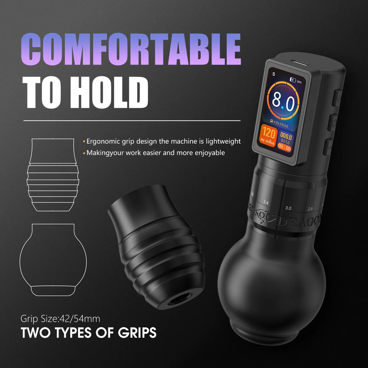 Traveler-T2 2025 Adjustable Stroke Wireless Tattoo Machine 2.2-4.2Mm Grip 54Mm+42Mm with 2000Mah Battery Capacity Pen