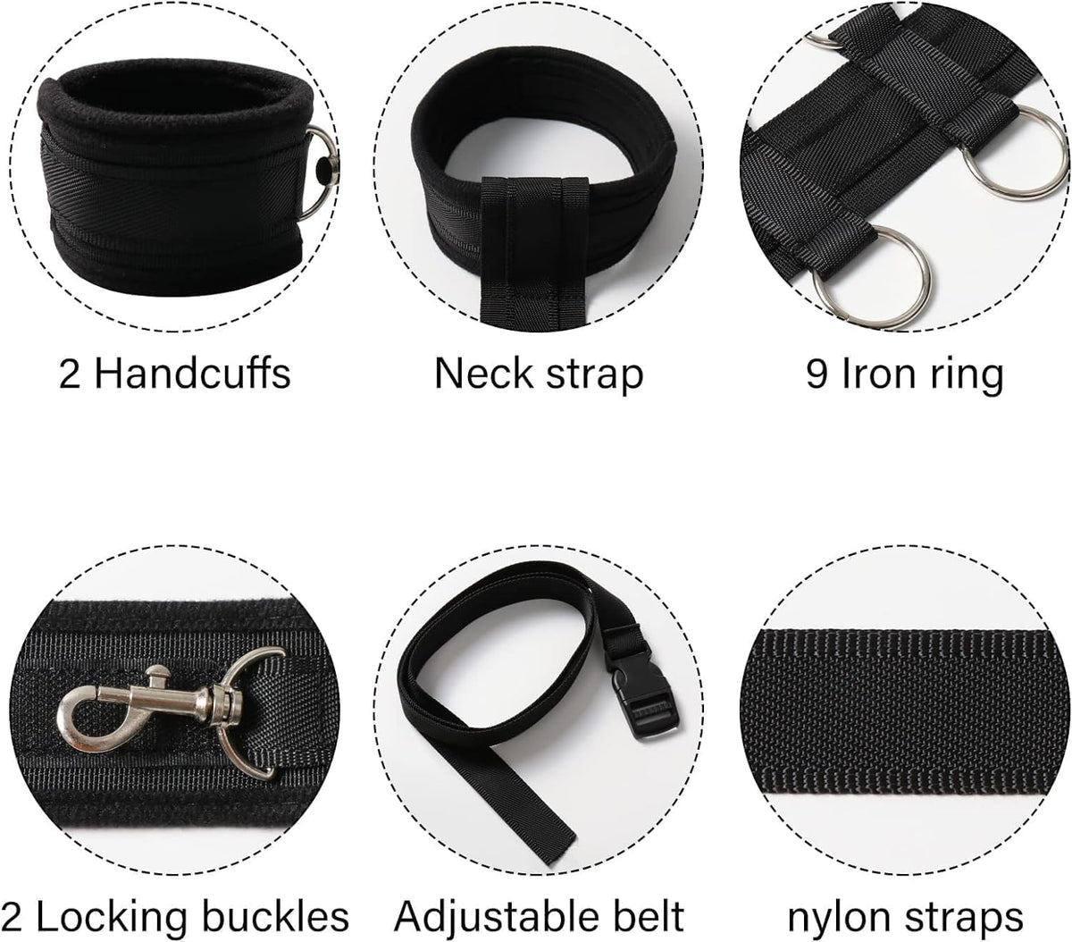 Bondaged Restraints Sex Spreaders Queen Bed Set for Women Submissive Kit Tied up Adult Sex Playing Bed and Handcuffs Tools Neck Collar to Wrist Sex Restraining for Women behind Back Set Sweater R2